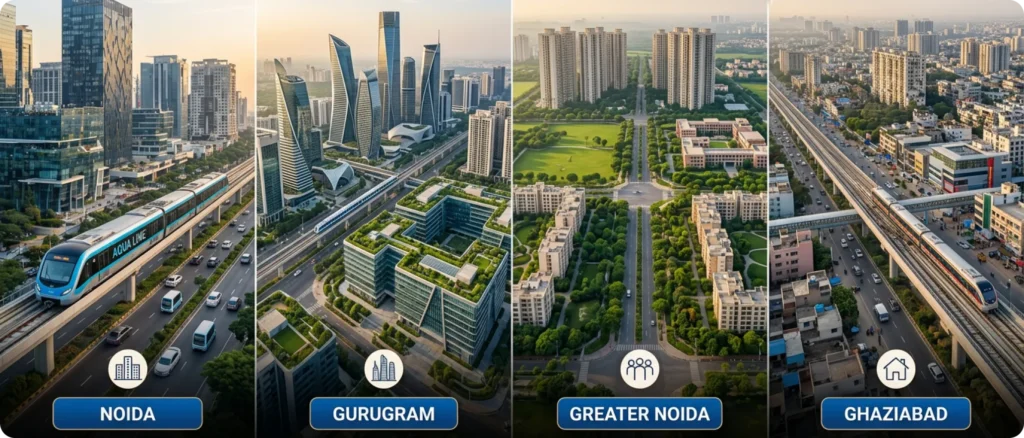 NCR Real Estate in How Noida Ghaziabad Gurugram and Greater Noida Compare Right Now